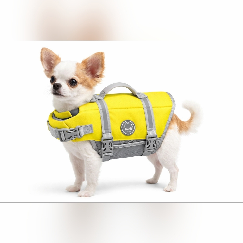 Ripstop Dog Swim Life Vest XXS Yellow Gray Safety Jacket‎